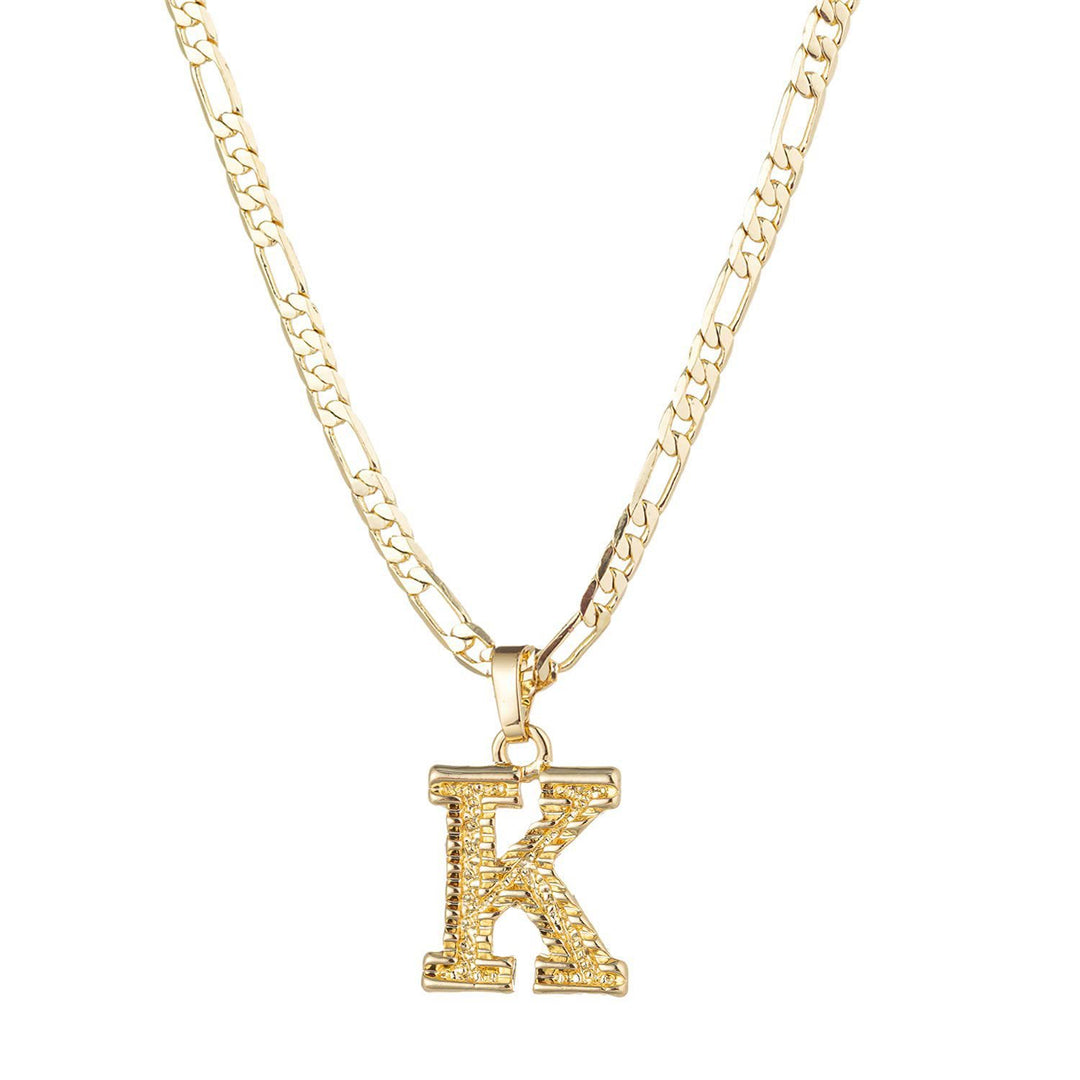Collier pendentif lettre dorée simple et noble - K - image 0