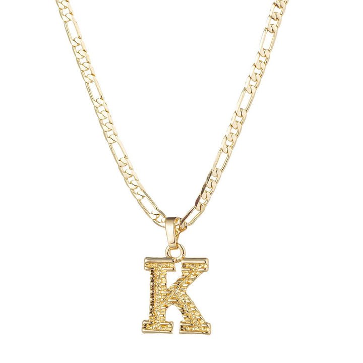 Collier pendentif lettre dorée simple et noble - K - image 0