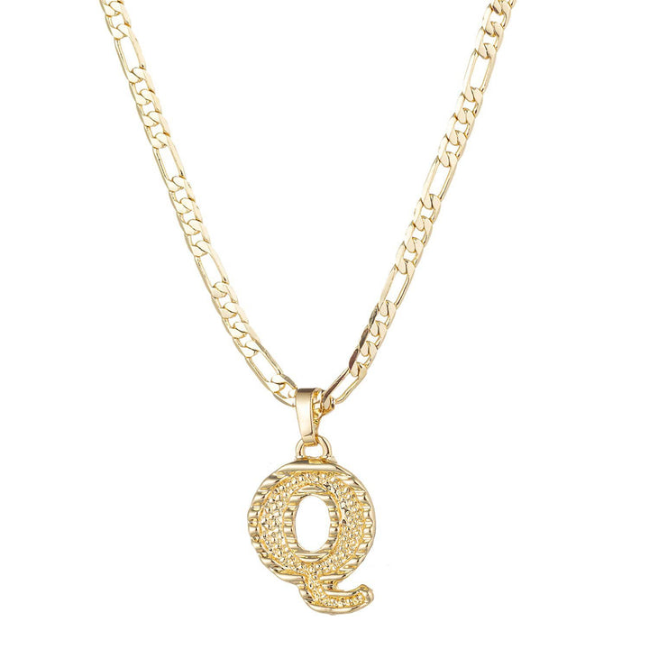 Collier pendentif lettre dorée simple et noble - Q - image 18