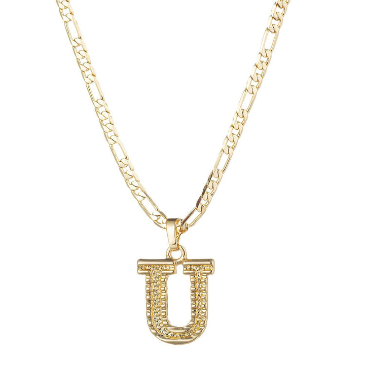 Collier pendentif lettre dorée simple et noble - U - image 22