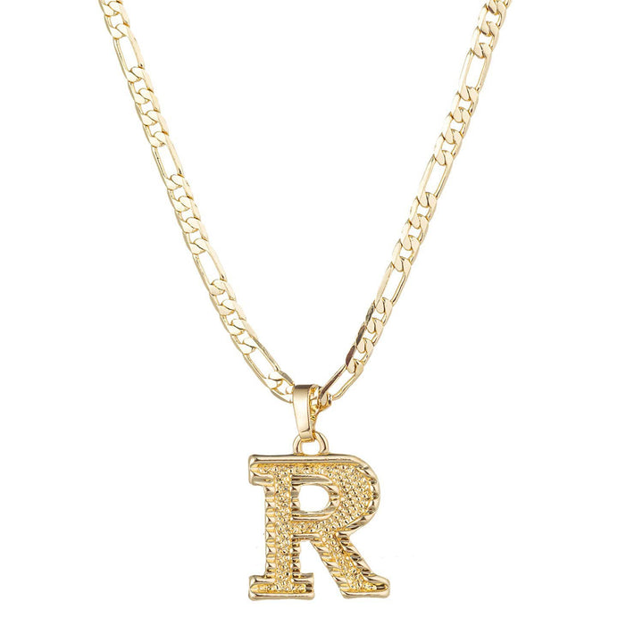 Collier pendentif lettre dorée simple et noble - R - image 19