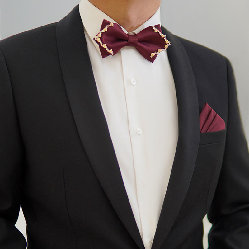 Nœud papillon double épaisseur à bordure rose dorée brillante - image 2