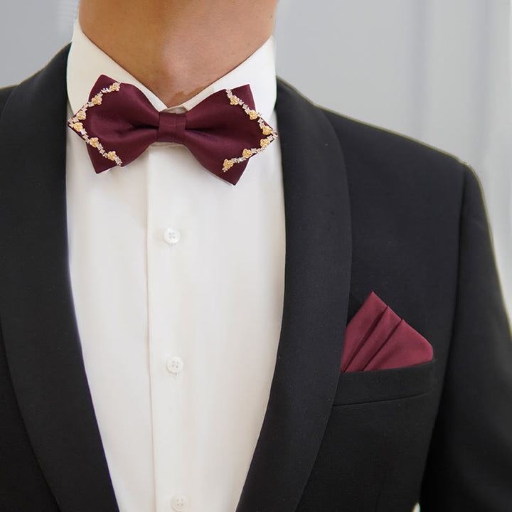 Nœud papillon double épaisseur à bordure rose dorée brillante - image 8