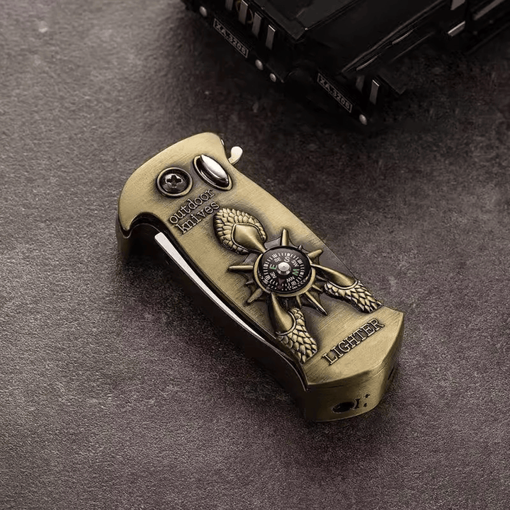 Briquet pliant en cuivre rétro avec boussole et griffe de dragon - Briquet Griffe de Dragon - image 0