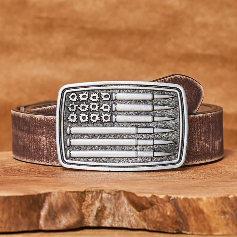 Ceinture en cuir pour homme avec boucle rectangulaire Silver Bullet - Ceinture marron vieillie - 42 - image 5