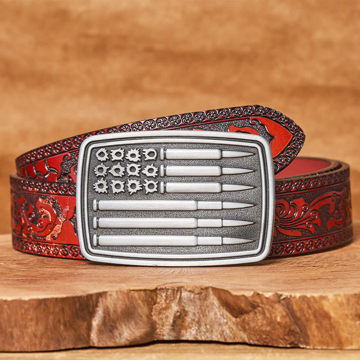 Ceinture en cuir pour homme avec boucle rectangulaire Silver Bullet - Ceinture sculptée marron - 42 - image 6