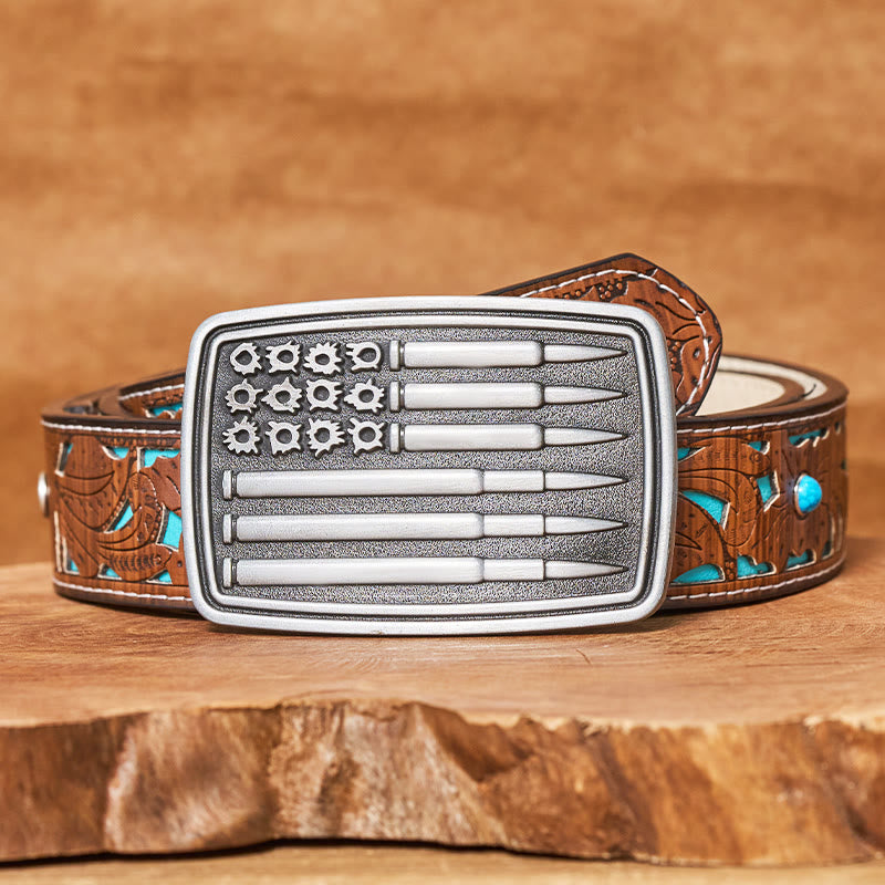 Ceinture en cuir pour homme avec boucle rectangulaire Silver Bullet - Ceinture turquoise sculptée - 42 - image 3