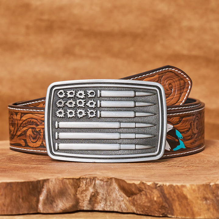 Ceinture en cuir pour homme avec boucle rectangulaire Silver Bullet - Ceinture de plumes brunes - 40 - image 7