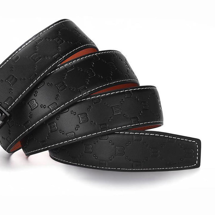 Ceinture en cuir noir pour homme avec boucle automatique lettre B dorée - image 6