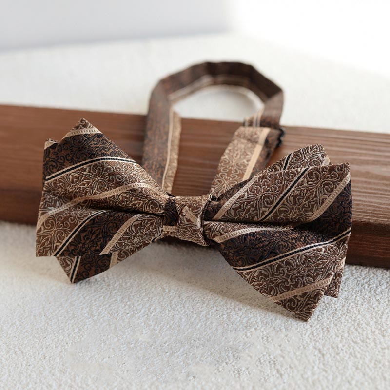 Ensemble de 5 cravates rétro marron à imprimé diagonal pour homme - image 5