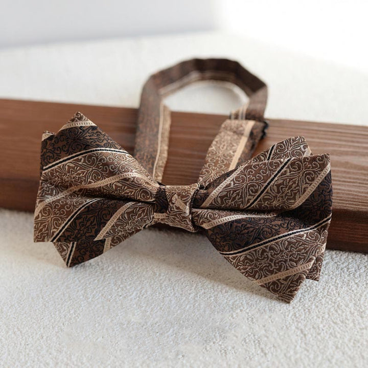 Ensemble de 5 cravates rétro marron à imprimé diagonal pour homme - image 5