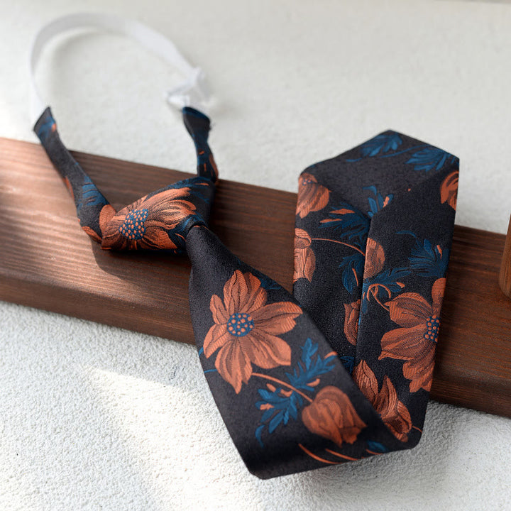 Cravate à nouer pré-imprimée à motif floral pour homme, idéale pour un costume. - Style n° 7 - image 7