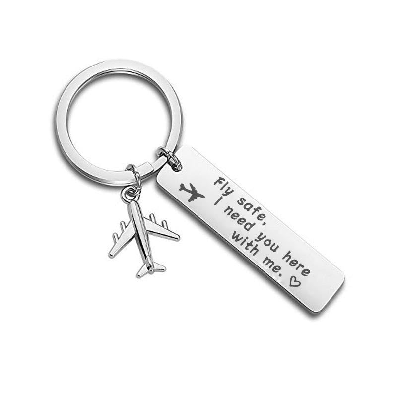 Porte-clés mini avion personnalisé avec texte gravé - Argent - image 2