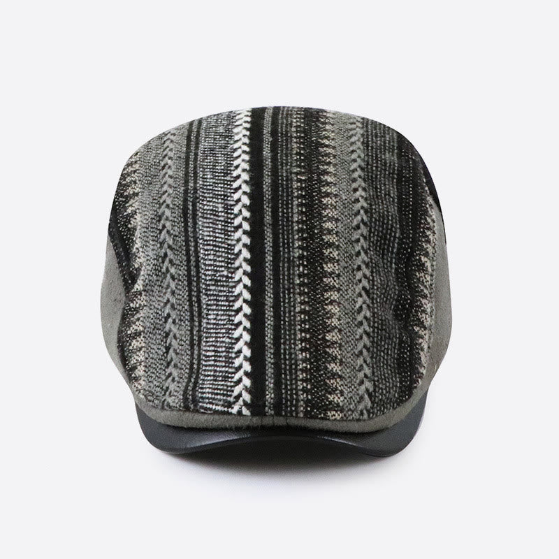 Béret à calotte plate en patchwork à texture tissée saisissante - image 3