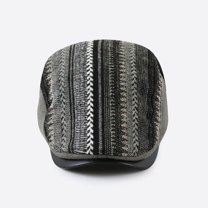 Béret à calotte plate en patchwork à texture tissée saisissante - image 3