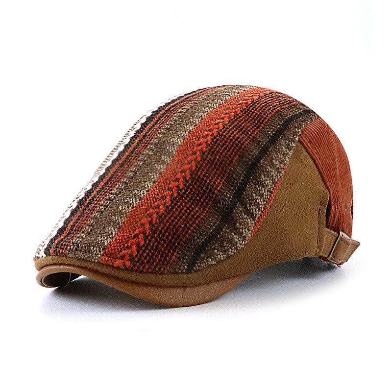 Béret à calotte plate en patchwork à texture tissée saisissante - Orange - Réglable (22"-23 5/8") - image 4
