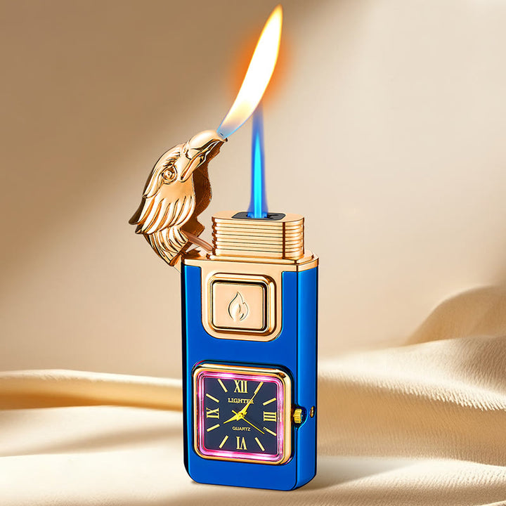 Briquet gonflable à butane avec LED et horloge, en forme de tête d'aigle - Bleu - image 10