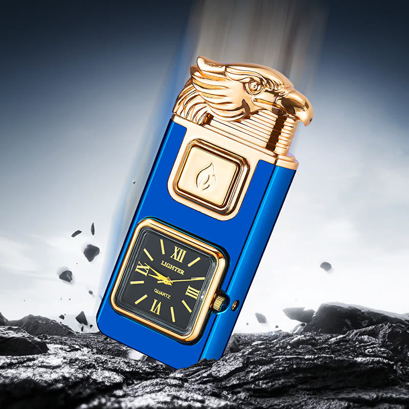 Briquet gonflable à butane avec LED et horloge, en forme de tête d'aigle - image 1