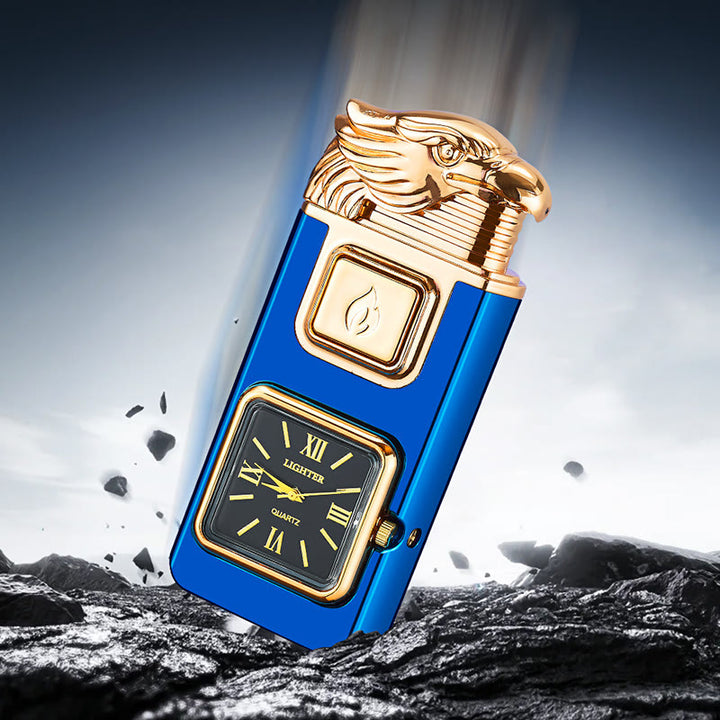 Briquet gonflable à butane avec LED et horloge, en forme de tête d'aigle - image 1
