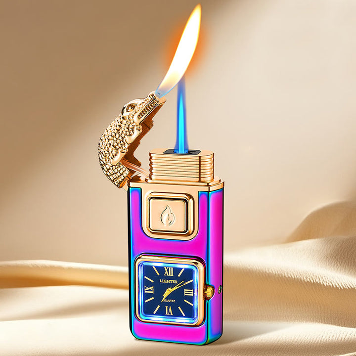 Briquet gonflable à butane LED en forme de tête de crocodile avec horloge - Coloré - image 6