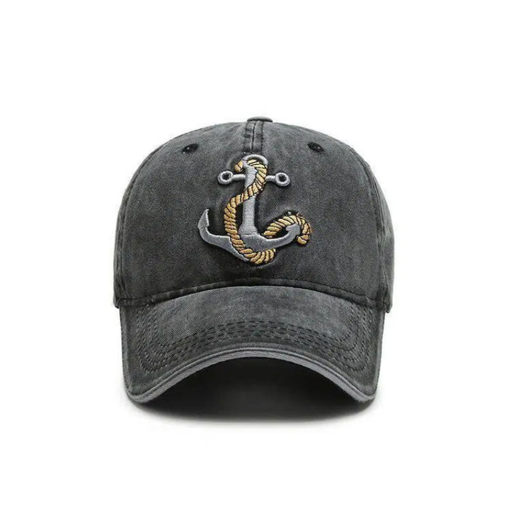 Casquette de baseball vintage style nautique usée avec broderie d'ancre - image 1