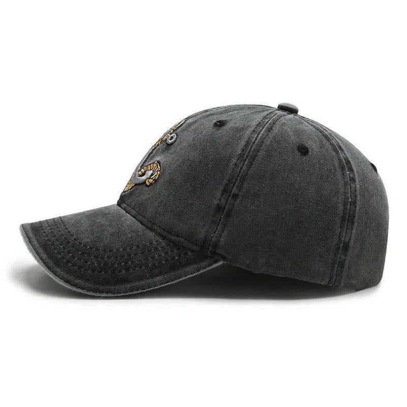 Casquette de baseball vintage style nautique usée avec broderie d'ancre - image 2
