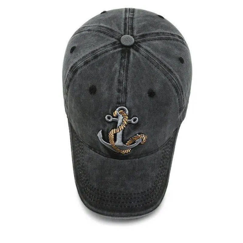 Casquette de baseball vintage style nautique usée avec broderie d'ancre - image 3