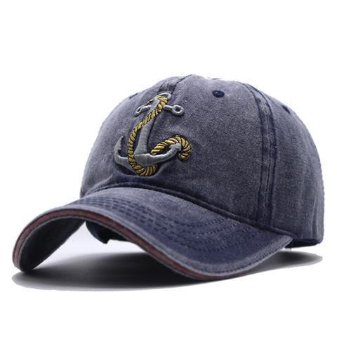 Casquette de baseball vintage style nautique usée avec broderie d'ancre - Bleu - Réglable (22''-23 5/8") - image 8