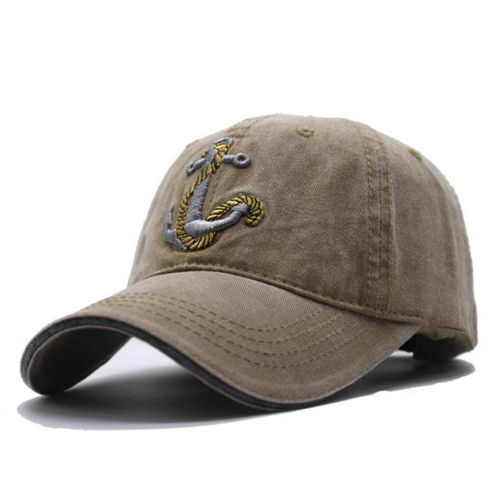 Casquette de baseball vintage style nautique usée avec broderie d'ancre - Kaki - Réglable (22''-23 5/8") - image 6