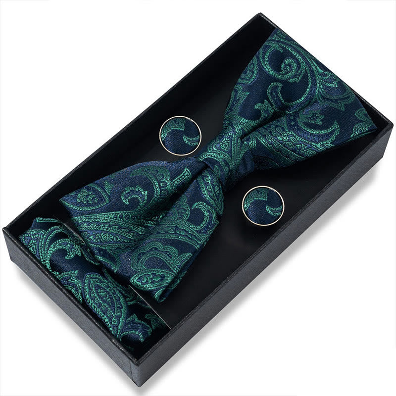 Ensemble 3 pièces pour homme : nœud papillon en tissu texturé, boutons de manchette et pochette - Style n° 14 - image 26