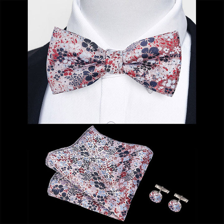 Ensemble 3 pièces pour homme : nœud papillon en tissu texturé, boutons de manchette et pochette - image 97