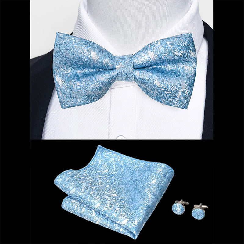 Ensemble 3 pièces pour homme : nœud papillon en tissu texturé, boutons de manchette et pochette - image 83