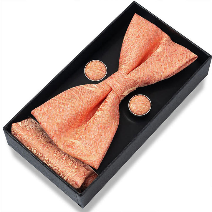 Ensemble 3 pièces pour homme : nœud papillon en tissu texturé, boutons de manchette et pochette - Style n° 31 - image 60