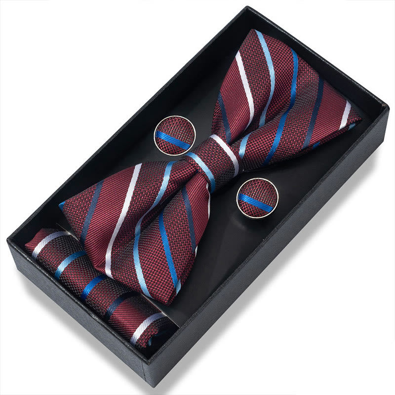 Ensemble 3 pièces pour homme : nœud papillon en tissu texturé, boutons de manchette et pochette - Style n° 22 - image 42