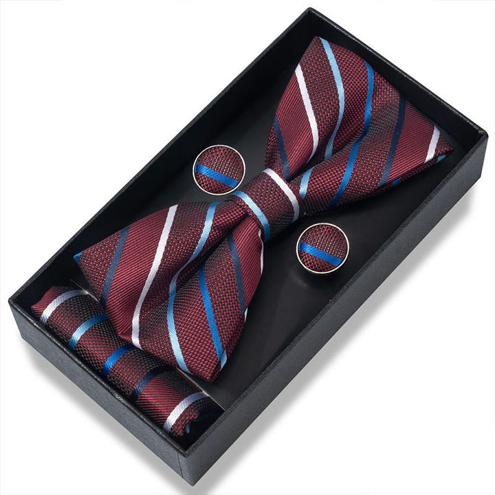 Ensemble 3 pièces pour homme : nœud papillon en tissu texturé, boutons de manchette et pochette - Style n° 22 - image 42