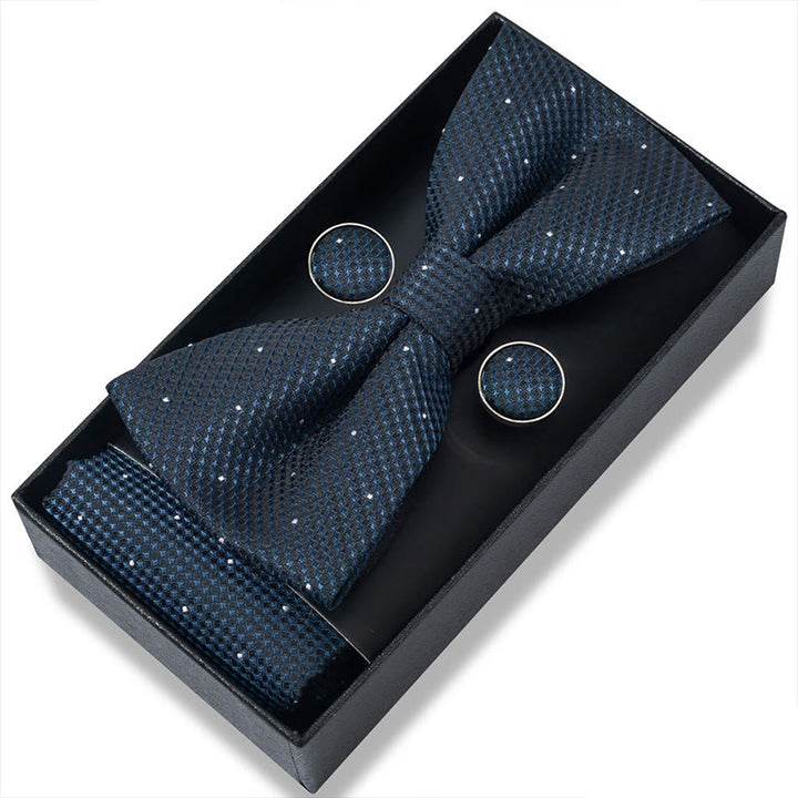Ensemble 3 pièces pour homme : nœud papillon en tissu texturé, boutons de manchette et pochette - Style n° 11 - image 20