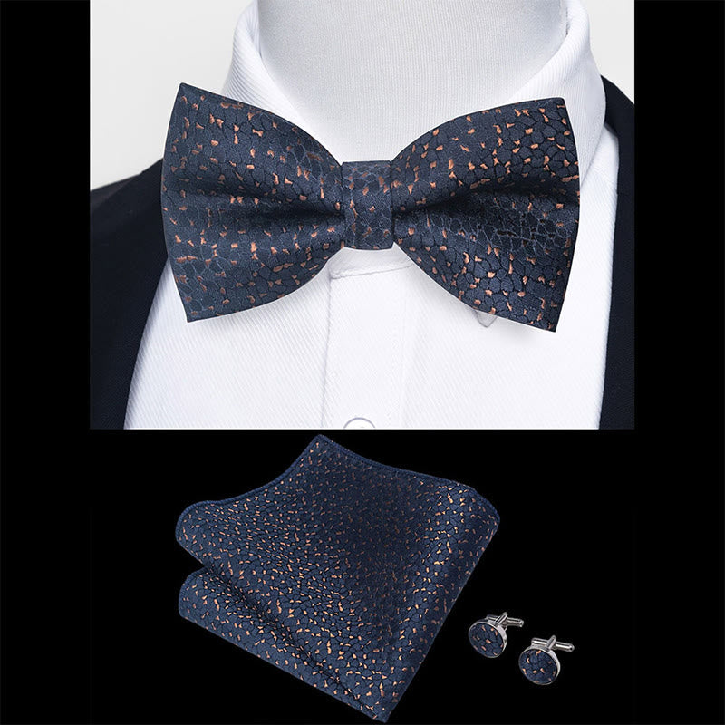 Ensemble 3 pièces pour homme : nœud papillon en tissu texturé, boutons de manchette et pochette - image 17