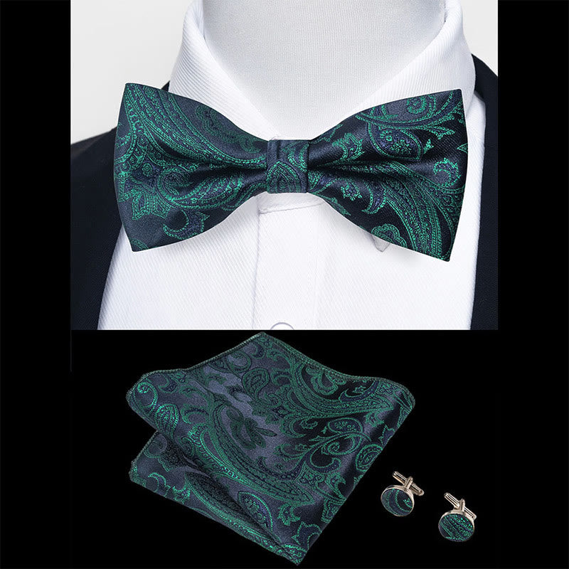 Ensemble 3 pièces pour homme : nœud papillon en tissu texturé, boutons de manchette et pochette - image 27