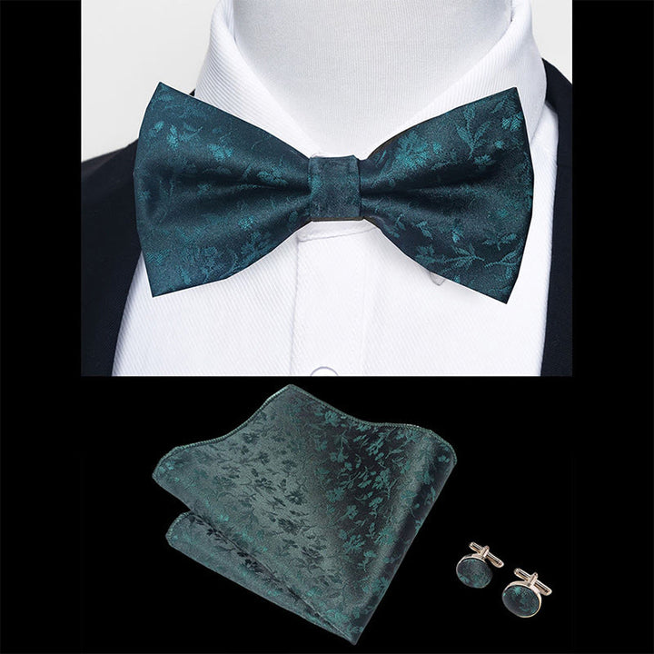 Ensemble 3 pièces pour homme : nœud papillon en tissu texturé, boutons de manchette et pochette - image 23
