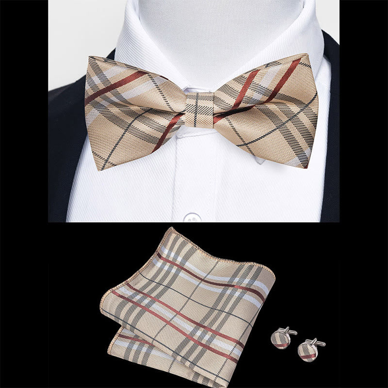 Ensemble 3 pièces pour homme : nœud papillon en tissu texturé, boutons de manchette et pochette - image 53