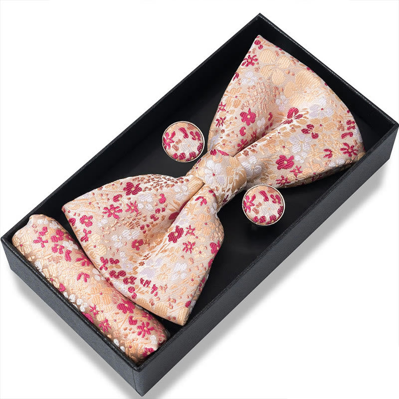 Ensemble 3 pièces pour homme : nœud papillon en tissu texturé, boutons de manchette et pochette - Style n° 32 - image 62