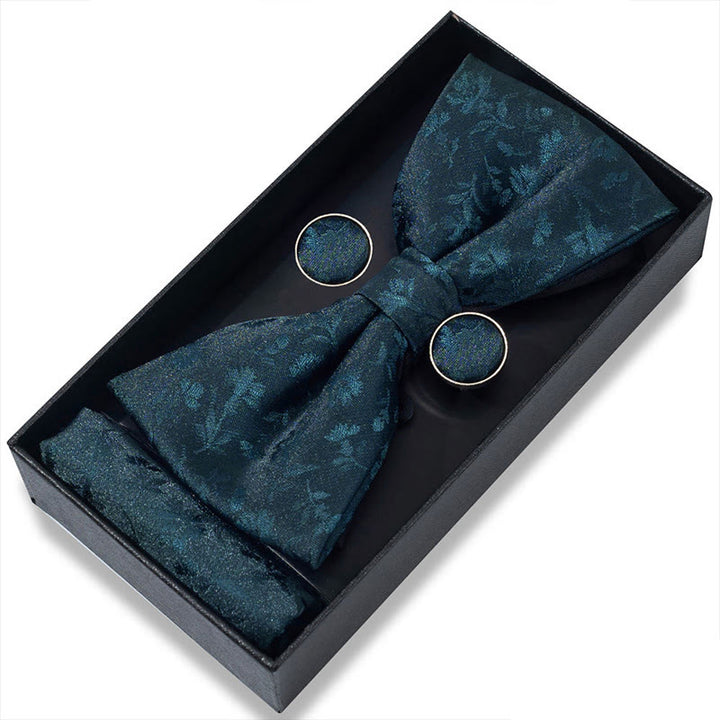 Ensemble 3 pièces pour homme : nœud papillon en tissu texturé, boutons de manchette et pochette - Style n° 12 - image 22