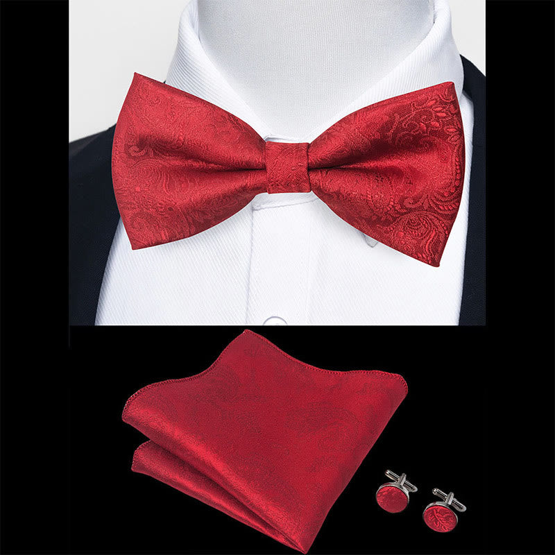 Ensemble 3 pièces pour homme : nœud papillon en tissu texturé, boutons de manchette et pochette - image 37