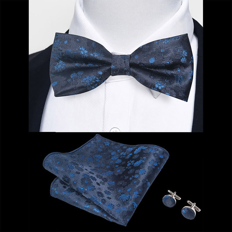 Ensemble 3 pièces pour homme : nœud papillon en tissu texturé, boutons de manchette et pochette - image 15