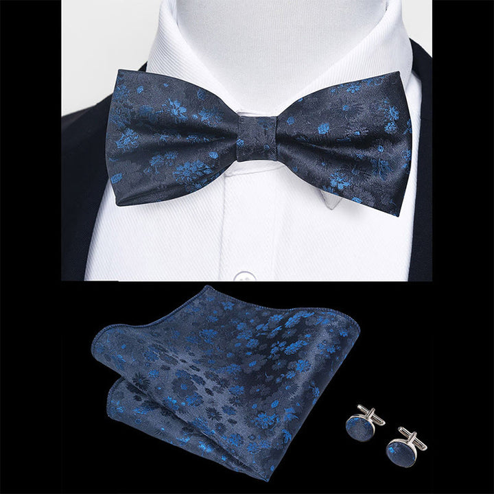Ensemble 3 pièces pour homme : nœud papillon en tissu texturé, boutons de manchette et pochette - image 15