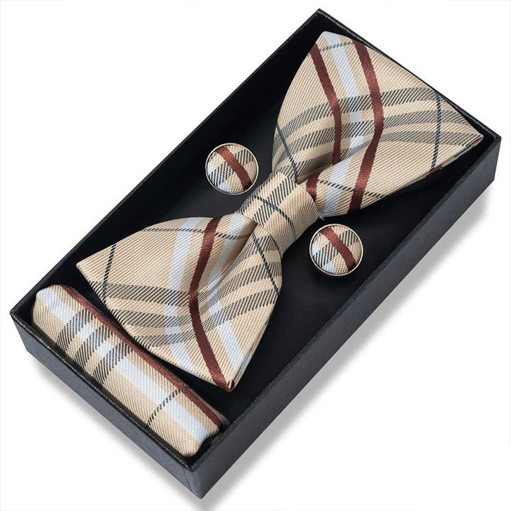Ensemble 3 pièces pour homme : nœud papillon en tissu texturé, boutons de manchette et pochette - Style n° 27 - image 52