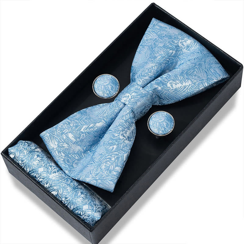 Ensemble 3 pièces pour homme : nœud papillon en tissu texturé, boutons de manchette et pochette - Style n° 42 - image 82