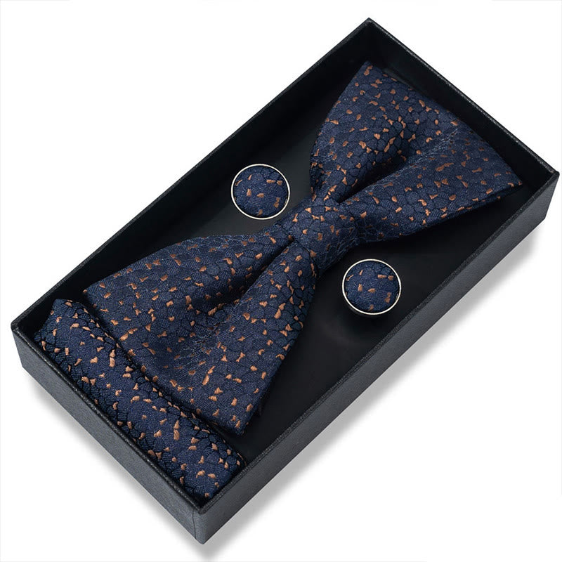 Ensemble 3 pièces pour homme : nœud papillon en tissu texturé, boutons de manchette et pochette - Style n° 9 - image 16