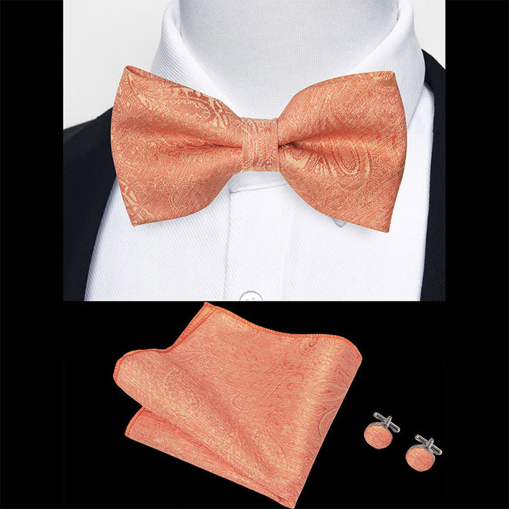 Ensemble 3 pièces pour homme : nœud papillon en tissu texturé, boutons de manchette et pochette - image 61