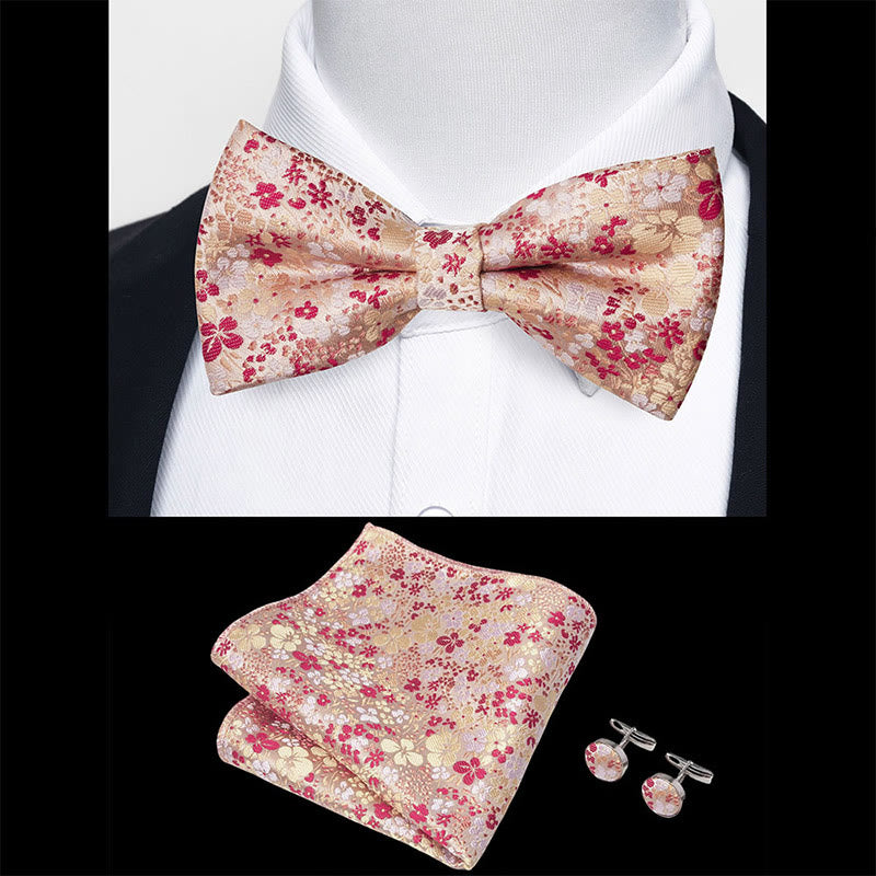 Ensemble 3 pièces pour homme : nœud papillon en tissu texturé, boutons de manchette et pochette - image 63